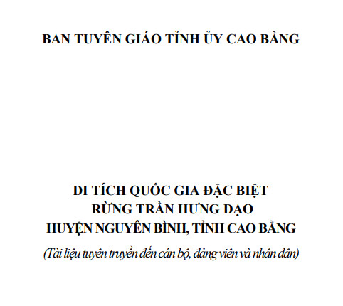 Di tích Quốc gia đặc biệt: Rừng Trần Hưng Đạo, huyện Nguyên Bình, tỉnh Cao Bằng