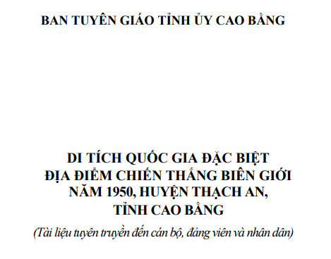 Di tích Quốc gia đặc biệt, địa điểm chiến thắng biên giới năm 1950, Huyện Thạch An, Tỉnh Cao Bằng